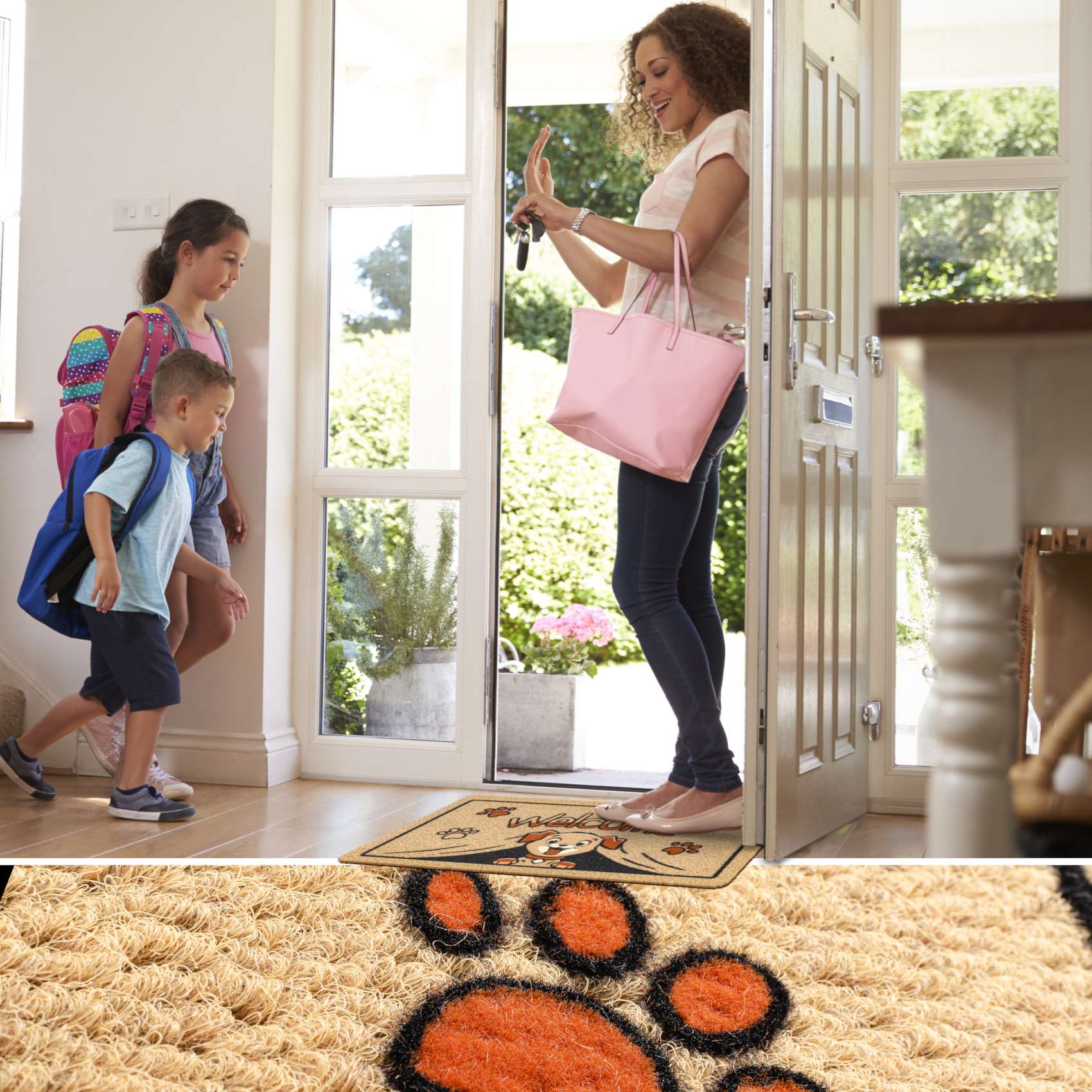 EF22211_20 Schmutzfangmatte Fußmatte Sauberlaufmatte Fußabtreter Motiv Welcome – Hundmotiv Pfoten 40x70cm