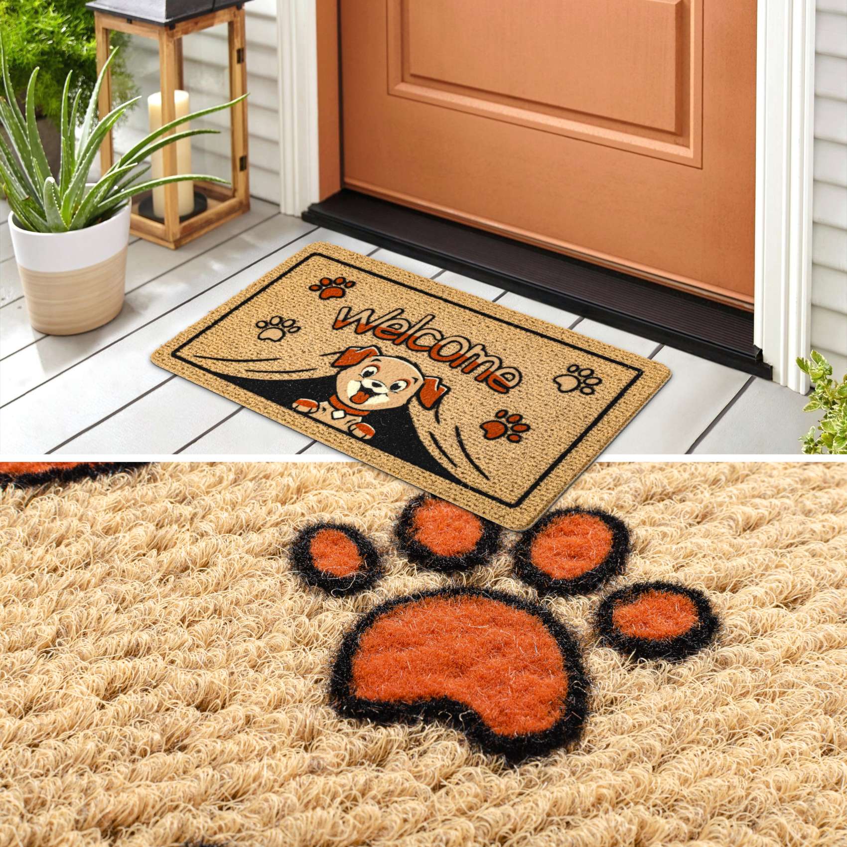 EF22211_50 Schmutzfangmatte Fußmatte Sauberlaufmatte Fußabtreter Motiv Welcome – Hundmotiv Pfoten 40x70cm