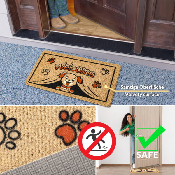 Schmutzfangmatte Fußmatte Sauberlaufmatte Fußabtreter Motiv Welcome – Hundmotiv Pfoten 40x70cm