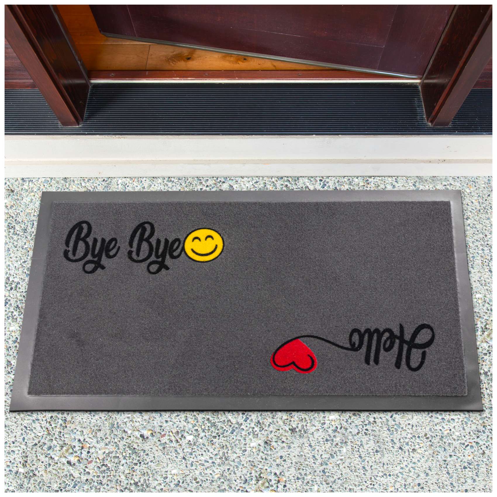 EF22052_10 Schmutzfangmatte Fußmatte Sauberlaufmatte Fußabtreter Motiv Hello Bye Bye 40x70cm