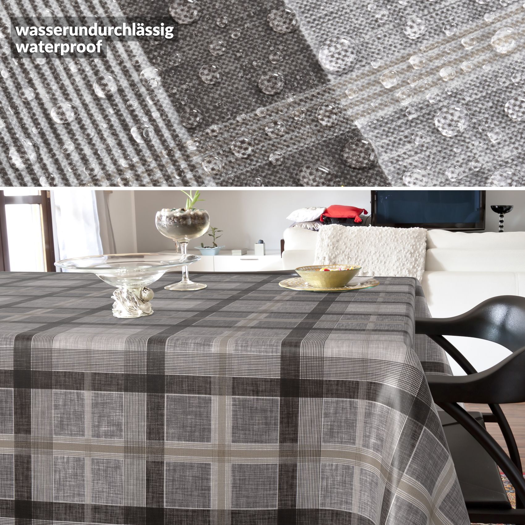 D0009EE_SQ_40 Wachstischdecke Wachstuch Tischdecke Wachstuch Meterware Tischdecke abwaschbar Gartentischdecke Rustikal Karo