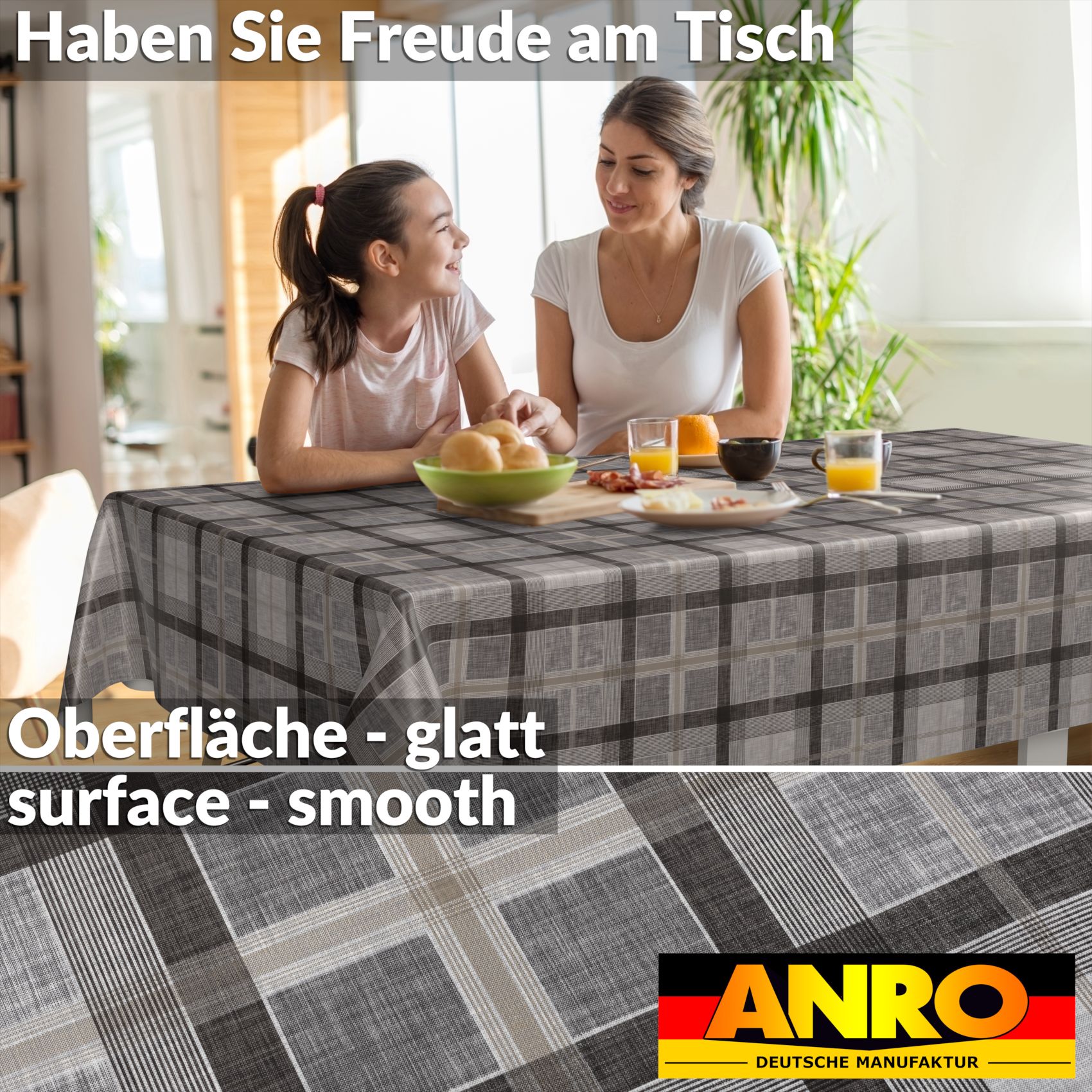 D0009EE_SQ_90 Wachstischdecke Wachstuch Tischdecke Wachstuch Meterware Tischdecke abwaschbar Gartentischdecke Rustikal Karo