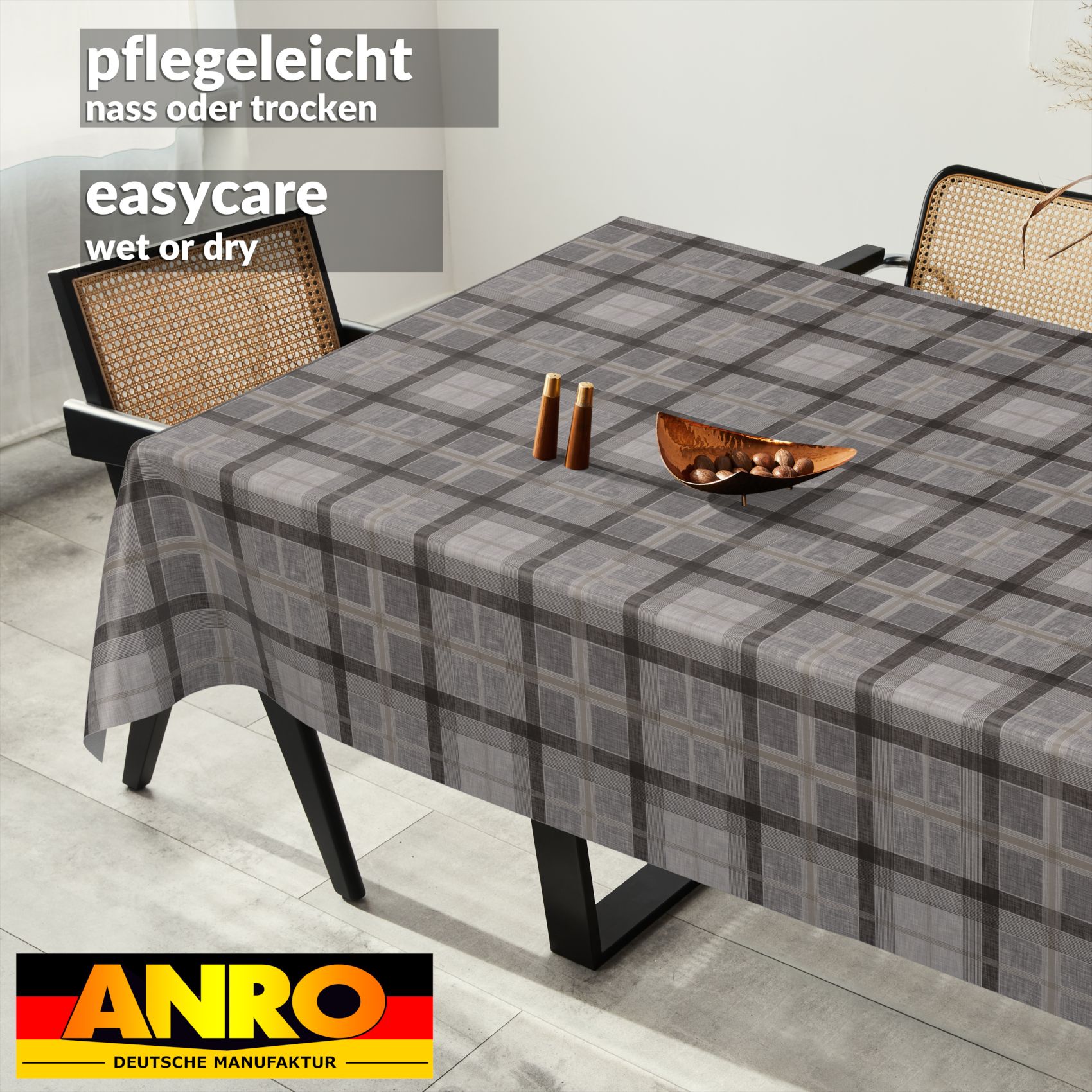 D0009EE_SQ_91 Wachstischdecke Wachstuch Tischdecke Wachstuch Meterware Tischdecke abwaschbar Gartentischdecke Rustikal Karo