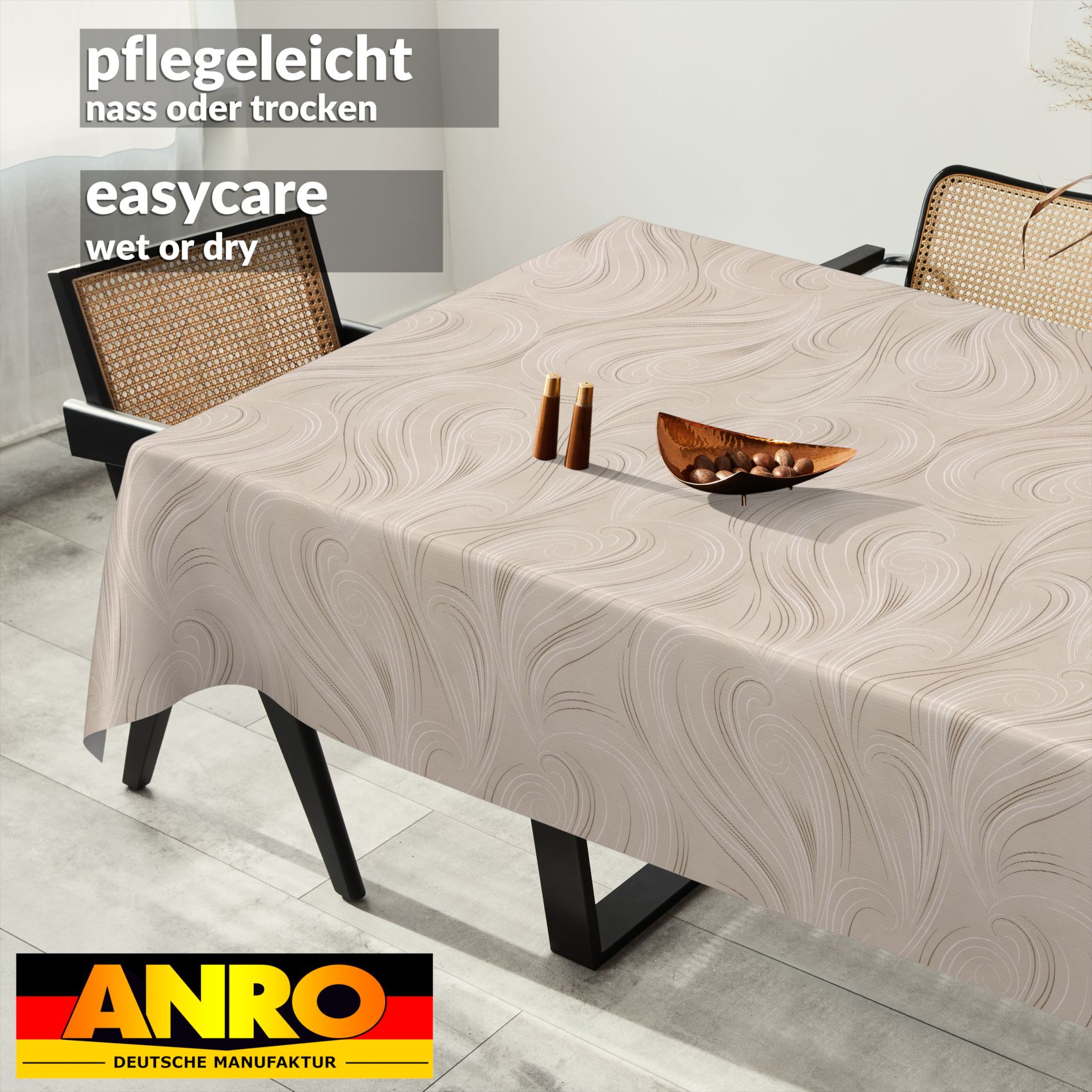 Wachstischdecke Wachstuch Tischdecke Wachstuch Meterware Tischdecke abwaschbar Gartentischdecke Abstrakt Beige