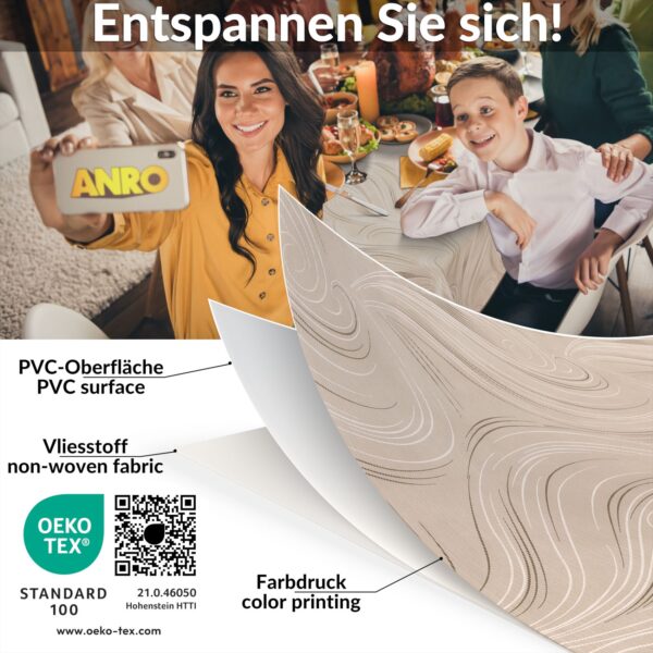 Wachstischdecke Wachstuch Tischdecke Wachstuch Meterware Tischdecke abwaschbar Gartentischdecke Abstrakt Beige