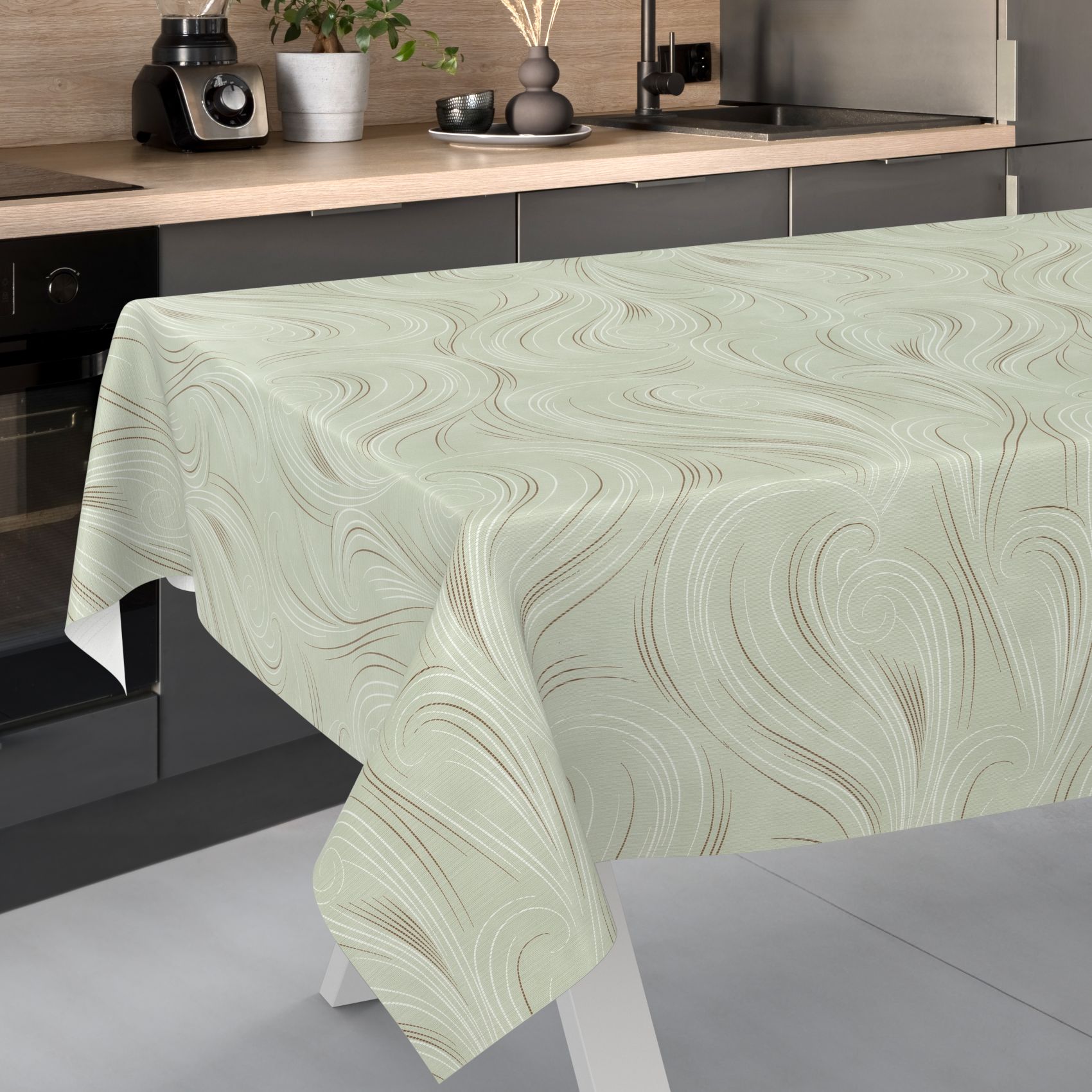 Wachstischdecke Wachstuch Tischdecke Wachstuch Meterware Tischdecke abwaschbar Gartentischdecke Abstrakt Grün