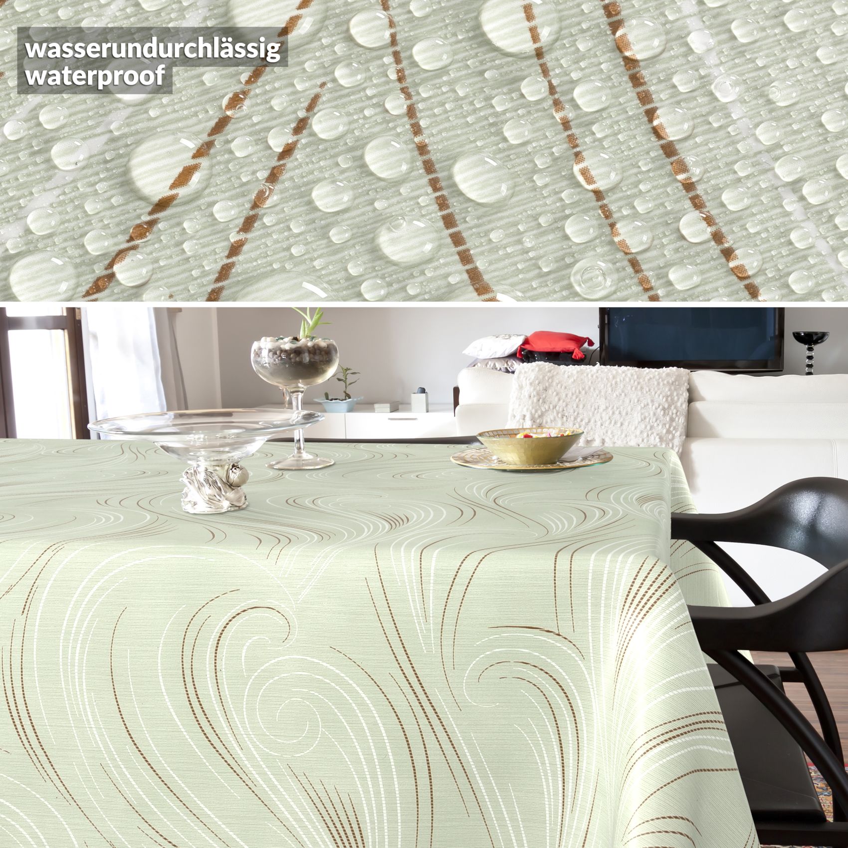 Wachstischdecke Wachstuch Tischdecke Wachstuch Meterware Tischdecke abwaschbar Gartentischdecke Abstrakt Grün