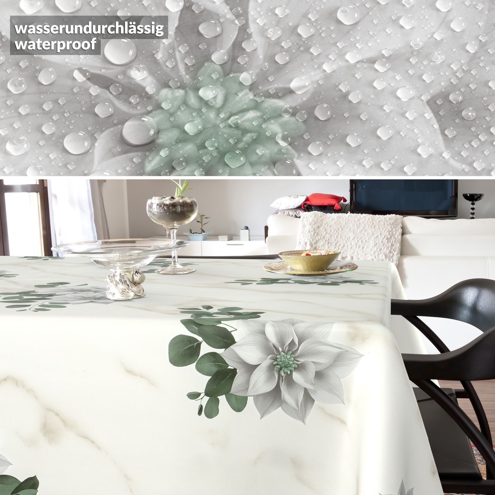 D0150CE_SQ_40 Wachstischdecke Wachstuch Tischdecke Wachstuch Meterware Tischdecke abwaschbar Gartentischdecke Marmor Blumen