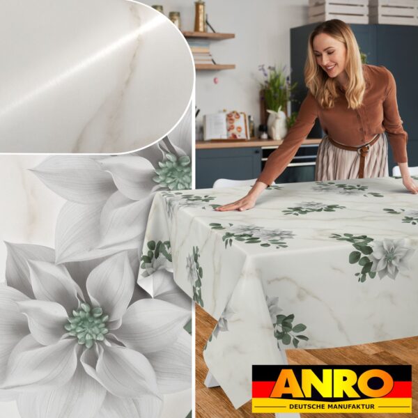 Wachstischdecke Wachstuch Tischdecke Wachstuch Meterware Tischdecke abwaschbar Gartentischdecke Marmor Blumen