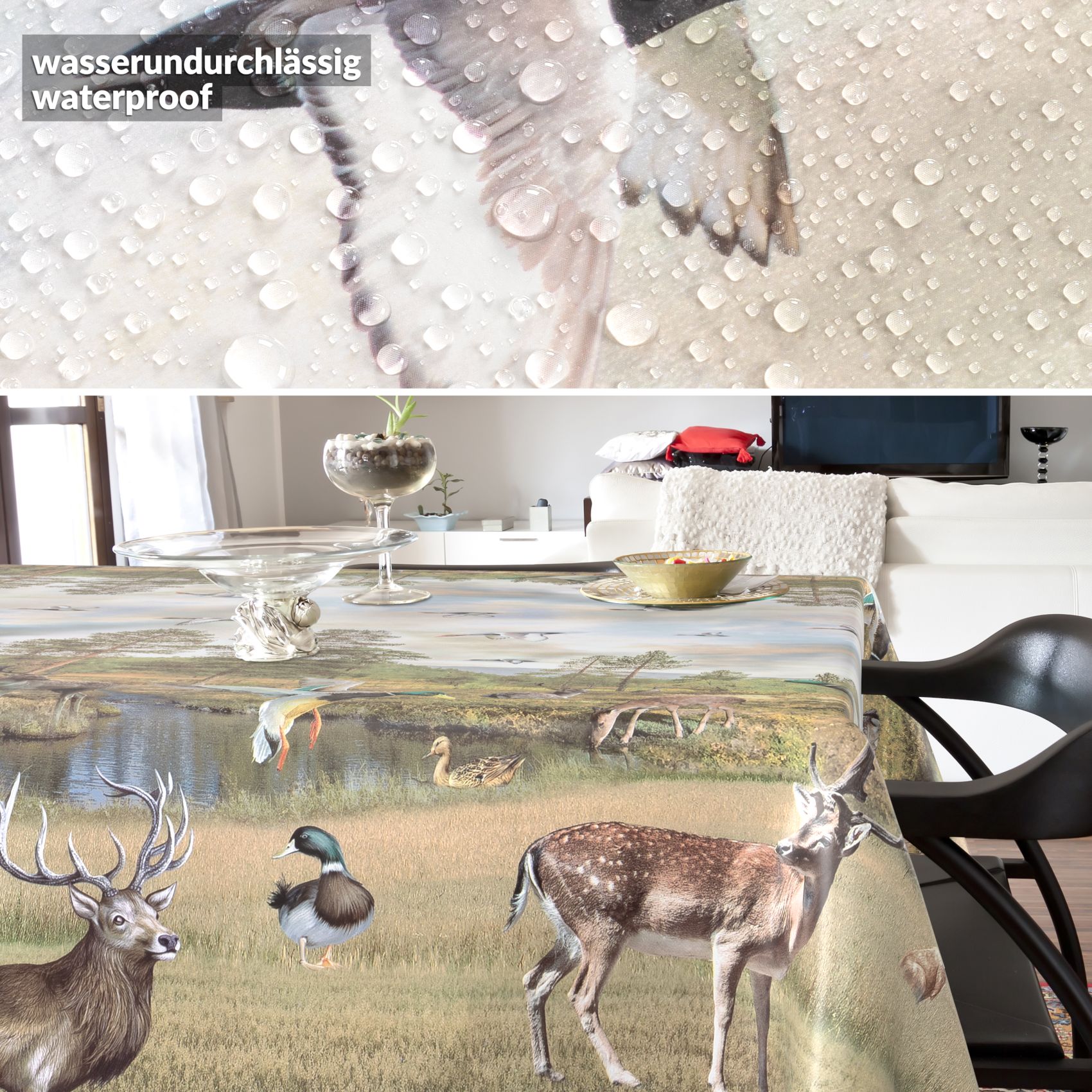 D0170AE_SQ_40 Wachstischdecke Wachstuch Tischdecke Wachstuch Meterware Tischdecke abwaschbar Gartentischdecke Jagt Fotoprint