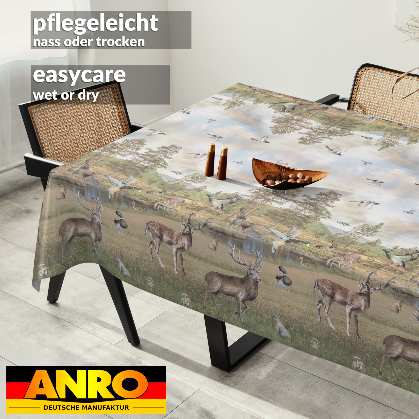 D0170AE_SQ_91 Wachstischdecke Wachstuch Tischdecke Wachstuch Meterware Tischdecke abwaschbar Gartentischdecke Jagt Fotoprint