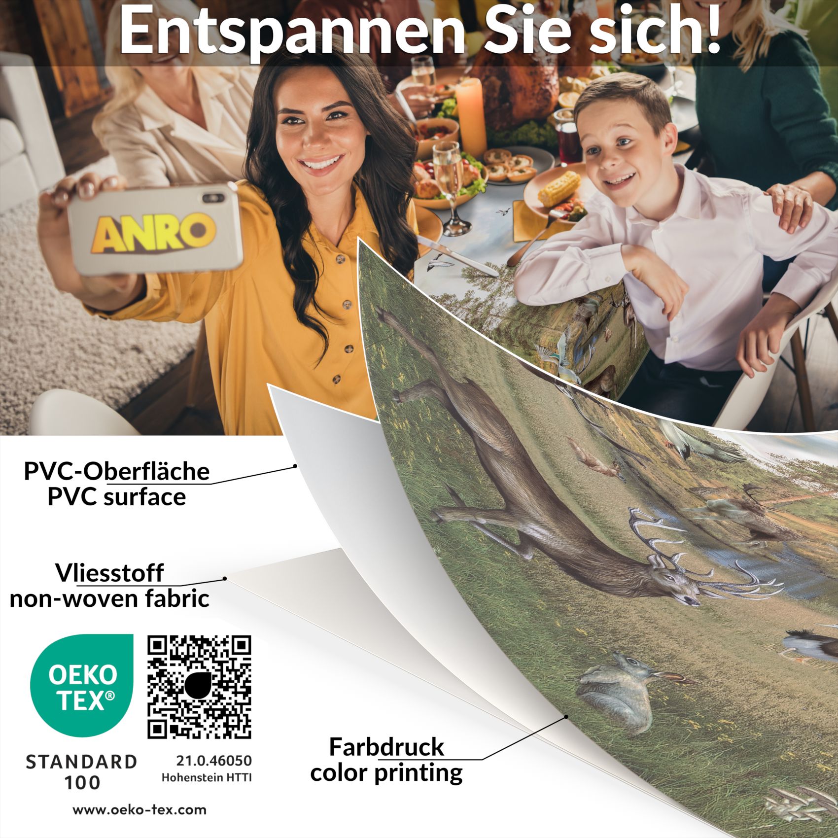 D0170AE_80 Wachstischdecke Wachstuch Tischdecke Wachstuch Meterware Tischdecke abwaschbar Gartentischdecke Jagt Fotoprint