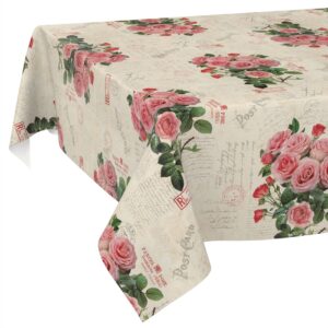 Wachstischdecke Wachstuch Tischdecke Wachstuch Meterware Tischdecke abwaschbar Gartentischdecke Postkarte Rosen