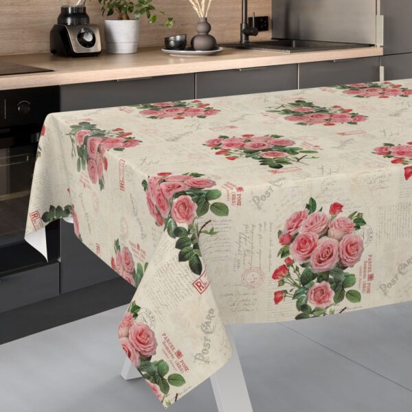 Wachstischdecke Wachstuch Tischdecke Wachstuch Meterware Tischdecke abwaschbar Gartentischdecke Postkarte Rosen
