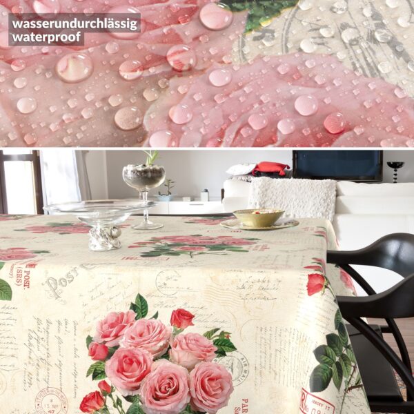 Wachstischdecke Wachstuch Tischdecke Wachstuch Meterware Tischdecke abwaschbar Gartentischdecke Postkarte Rosen