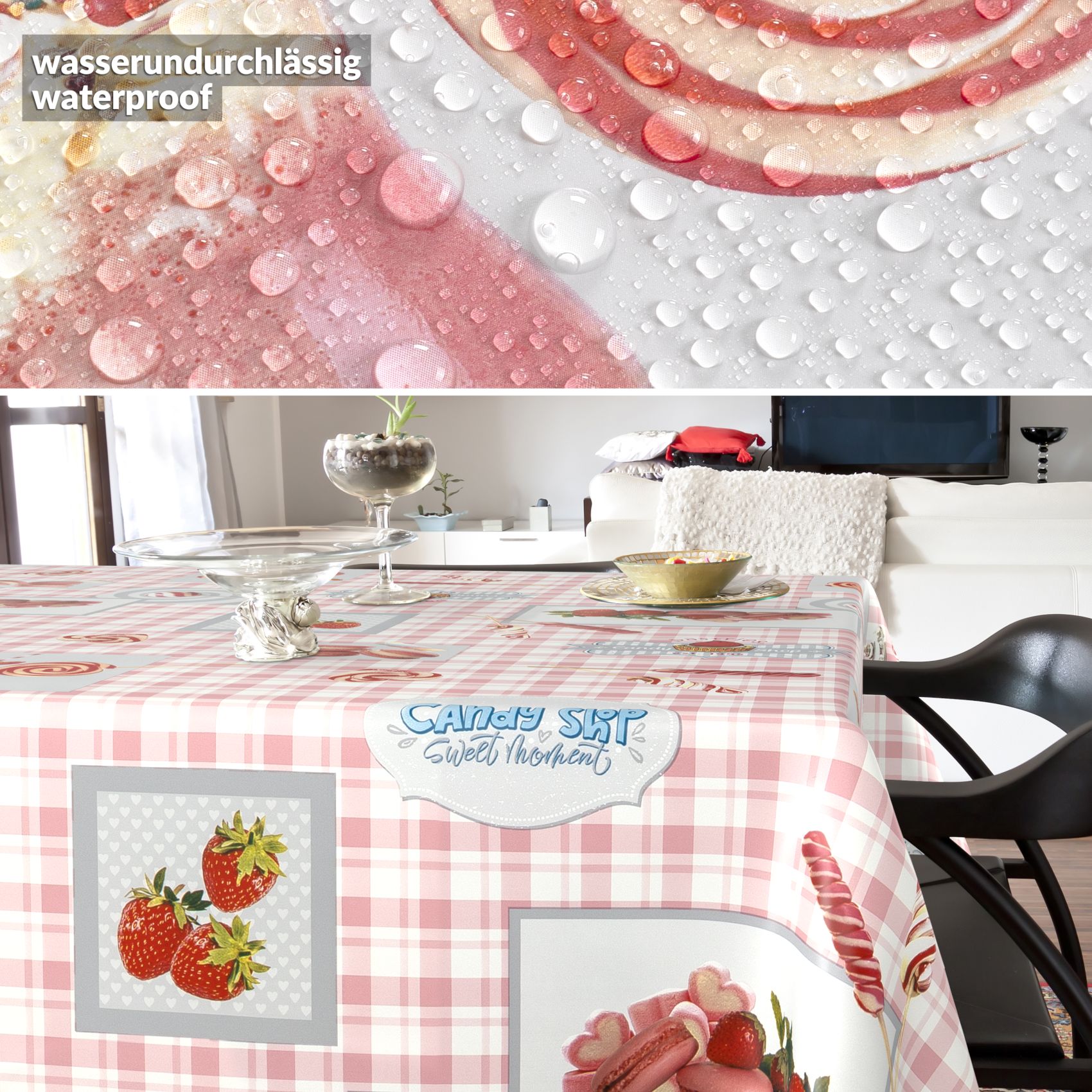 D0240AE_SQ_40 Wachstischdecke Wachstuch Tischdecke Wachstuch Meterware Tischdecke abwaschbar Gartentischdecke Süßigkeiten