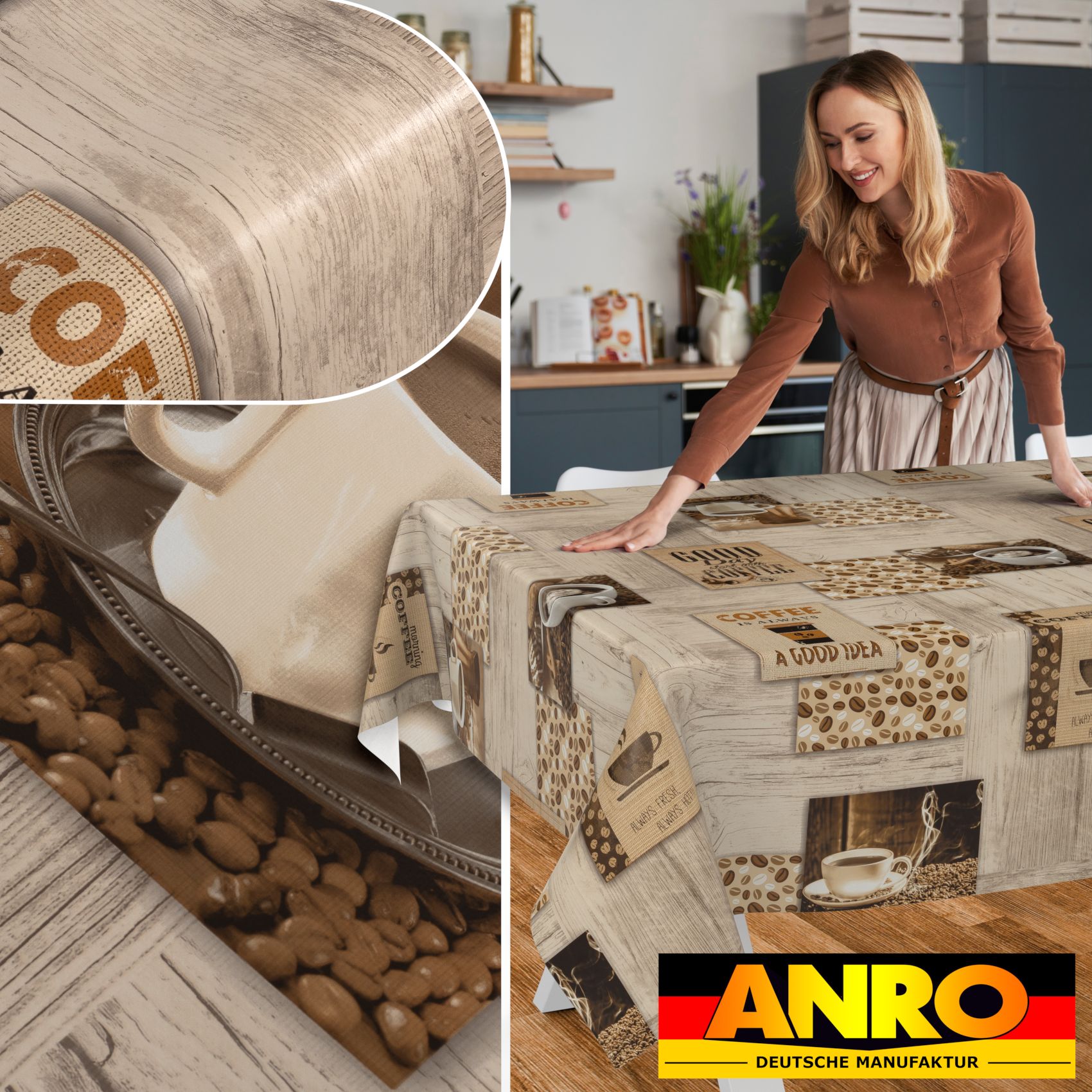 Wachstischdecke Wachstuch Tischdecke Wachstuch Meterware Tischdecke abwaschbar Gartentischdecke Coffee