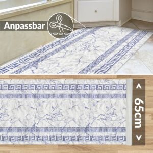 Weichschaummatte Badematte rutschfest Badvorleger Meterware Antirutschmatte Marmor Blau Breite 65cm