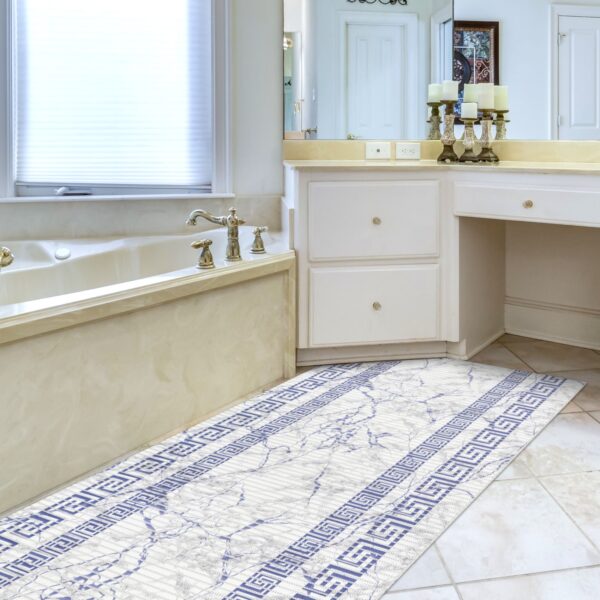 Weichschaummatte Badematte rutschfest Badvorleger Meterware Antirutschmatte Marmor Blau Breite 65cm
