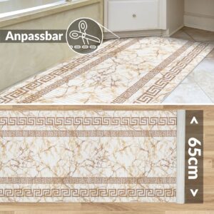 Weichschaummatte Badematte rutschfest Badvorleger Meterware Antirutschmatte Marmor Beige Breite 65cm