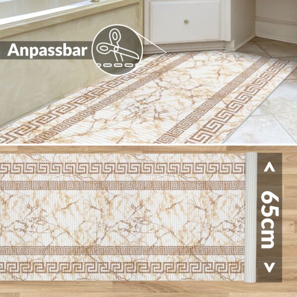 Weichschaummatte Badematte rutschfest Badvorleger Meterware Antirutschmatte Marmor Beige Breite 65cm