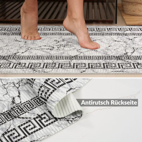 Weichschaummatte Badematte rutschfest Badvorleger Meterware Antirutschmatte Marmor Schwarz Breite 65cm