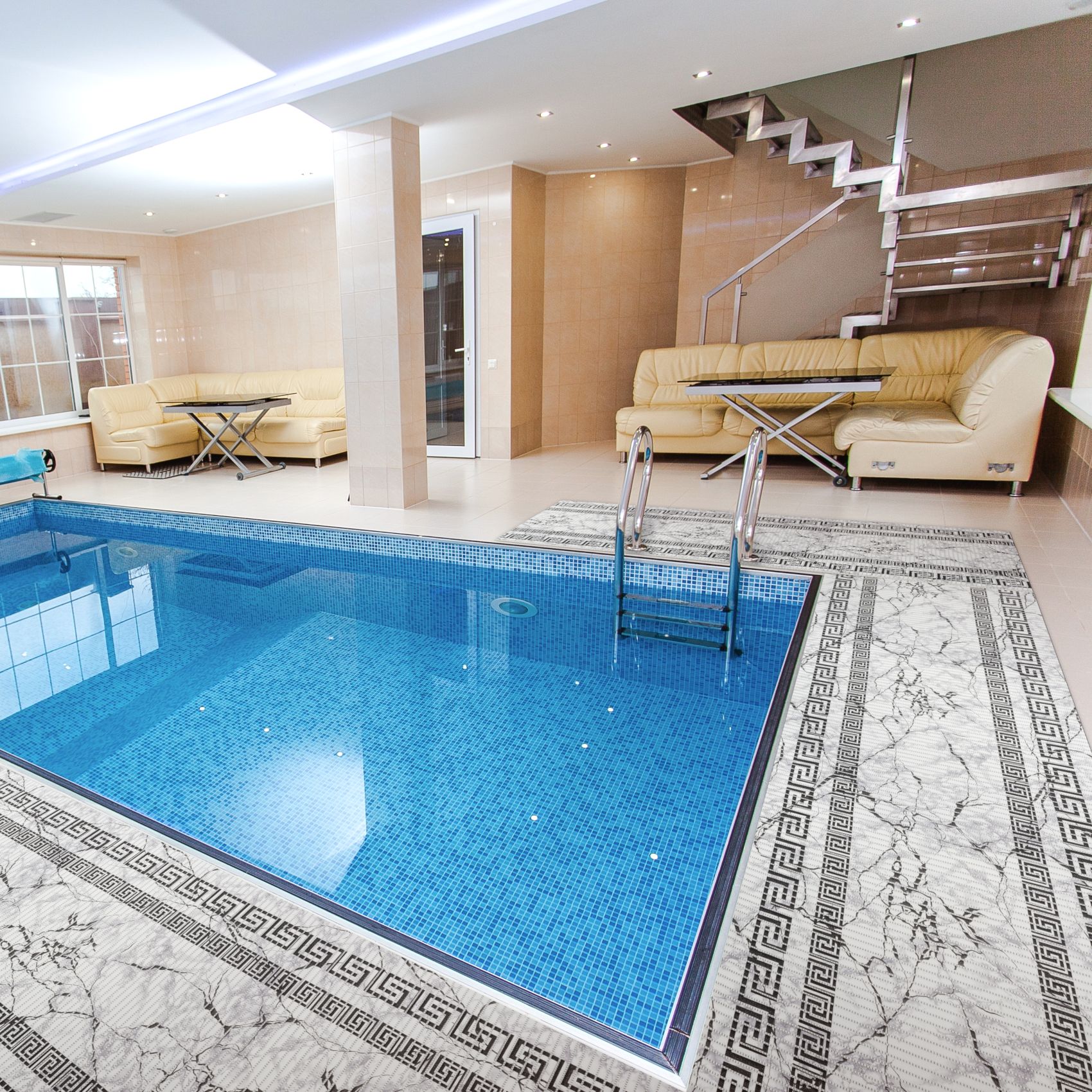 DM038DE_19 Weichschaummatte Badematte rutschfest Badvorleger Meterware Antirutschmatte Marmor Schwarz Breite 65cm