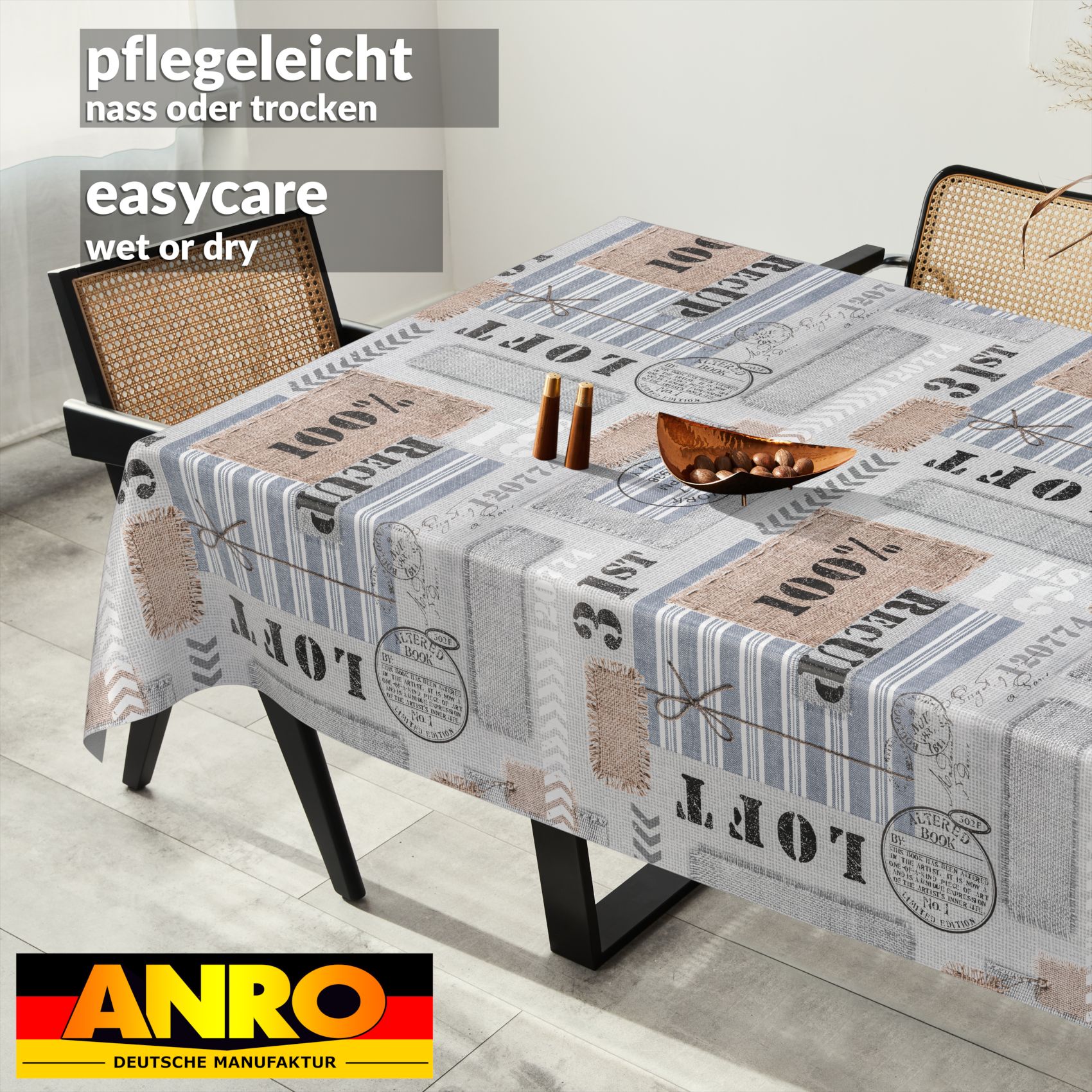 C02311E_SQ_91 Wachstischdecke Wachstuch Tischdecke Wachstuch Meterware Tischdecke abwaschbar Gartentischdecke Patchwork