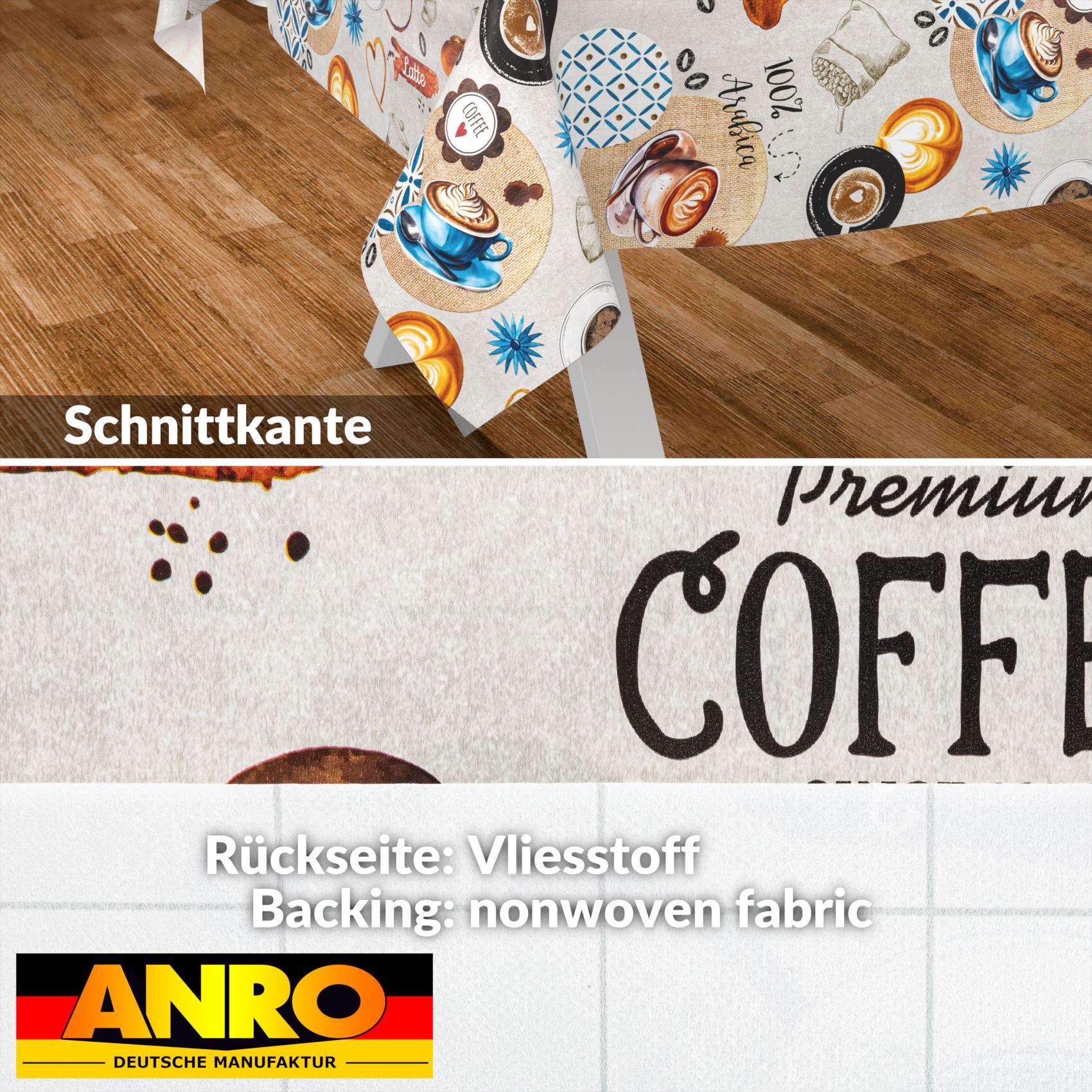 Wachstischdecke Wachstuch Tischdecke Wachstuch Meterware Tischdecke abwaschbar Gartentischdecke Coffee Time