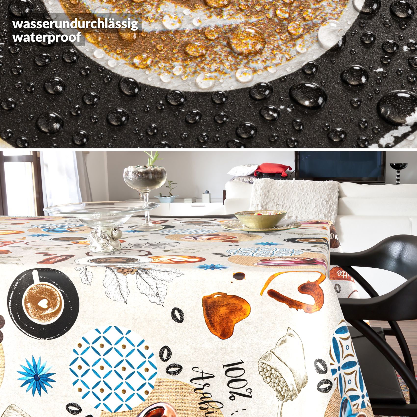 Wachstischdecke Wachstuch Tischdecke Wachstuch Meterware Tischdecke abwaschbar Gartentischdecke Coffee Time