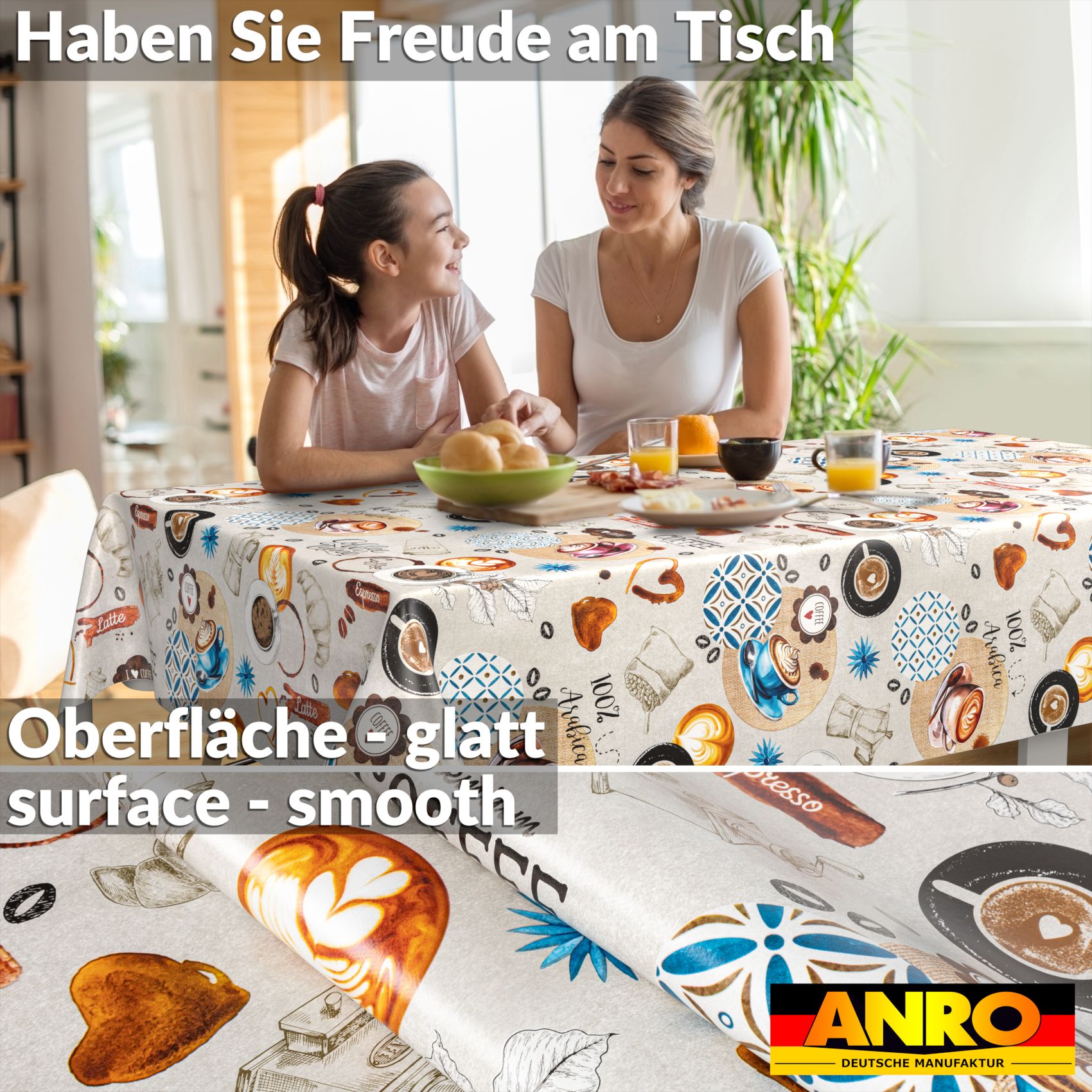 Wachstischdecke Wachstuch Tischdecke Wachstuch Meterware Tischdecke abwaschbar Gartentischdecke Coffee Time