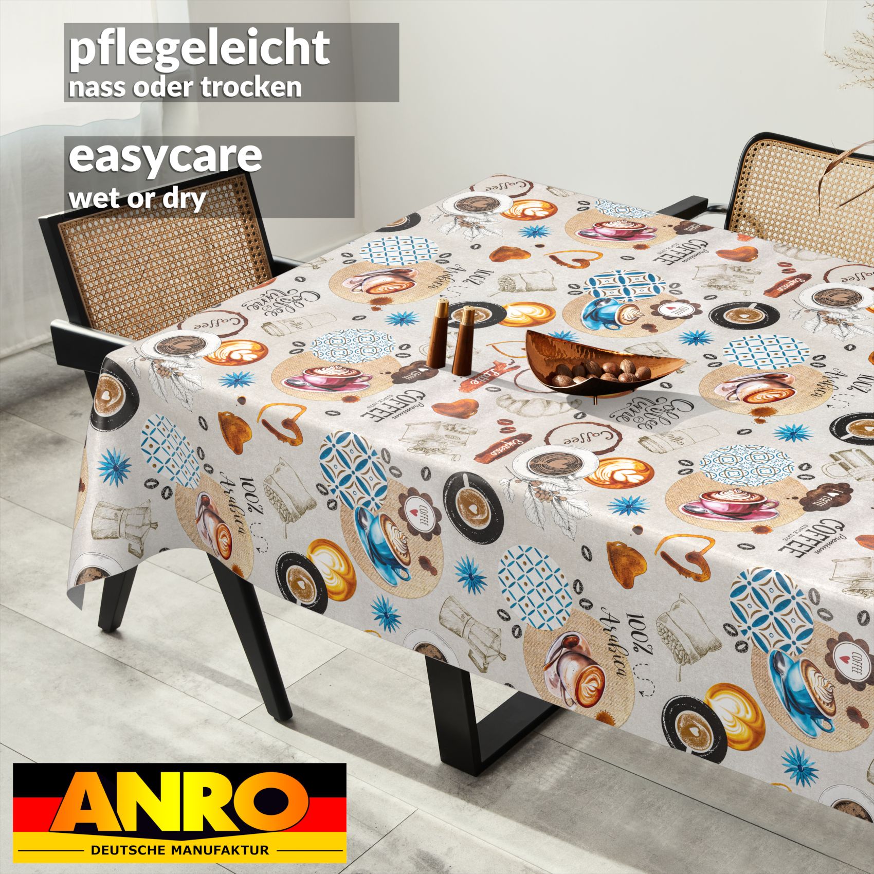 Wachstischdecke Wachstuch Tischdecke Wachstuch Meterware Tischdecke abwaschbar Gartentischdecke Coffee Time