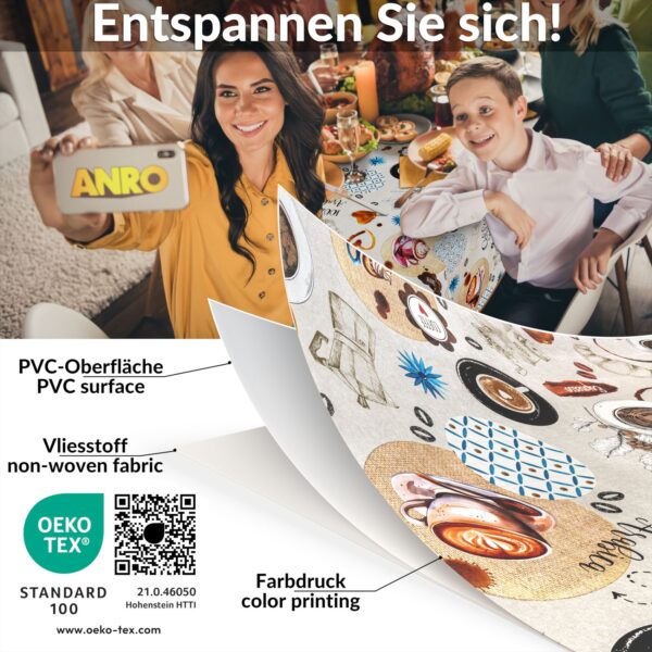 Wachstischdecke Wachstuch Tischdecke Wachstuch Meterware Tischdecke abwaschbar Gartentischdecke Coffee Time