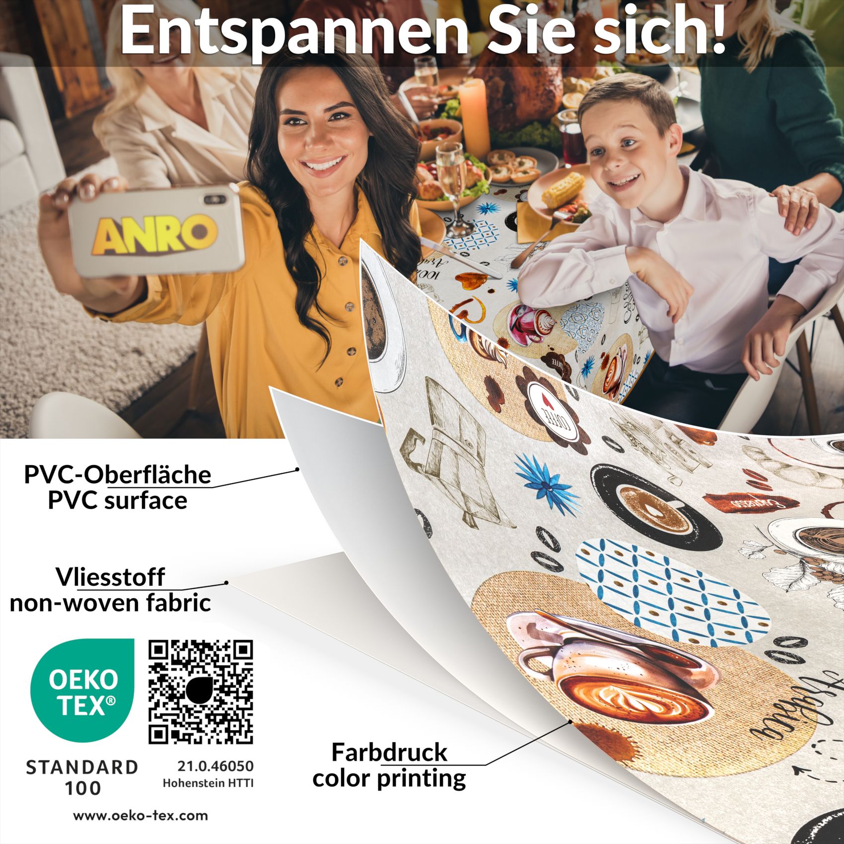 Wachstischdecke Wachstuch Tischdecke Wachstuch Meterware Tischdecke abwaschbar Gartentischdecke Coffee Time