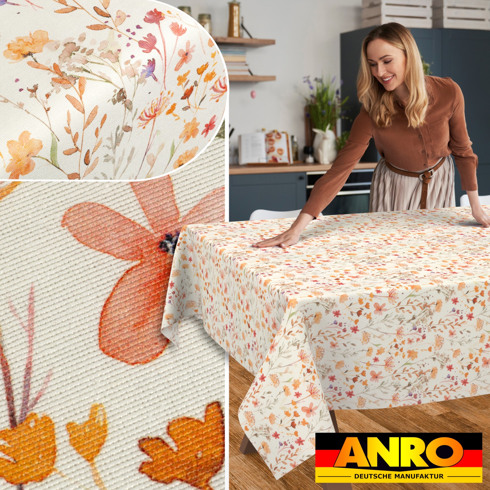 GTGANNA-51_SQ_50 Tischdecke abwaschbar Tischtuch Tischwäsche Gartentischdecke Stofftischdecke Baumwolle Polyester Alessia