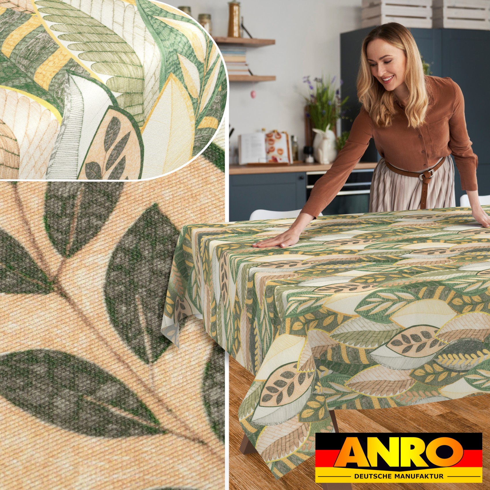 Tischdecke abwaschbar Tischtuch Tischwäsche Gartentischdecke Stofftischdecke Baumwolle Polyester Helena