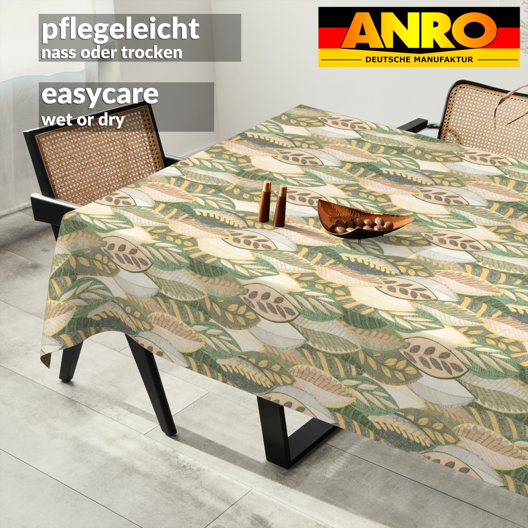 Tischdecke abwaschbar Tischtuch Tischwäsche Gartentischdecke Stofftischdecke Baumwolle Polyester Helena