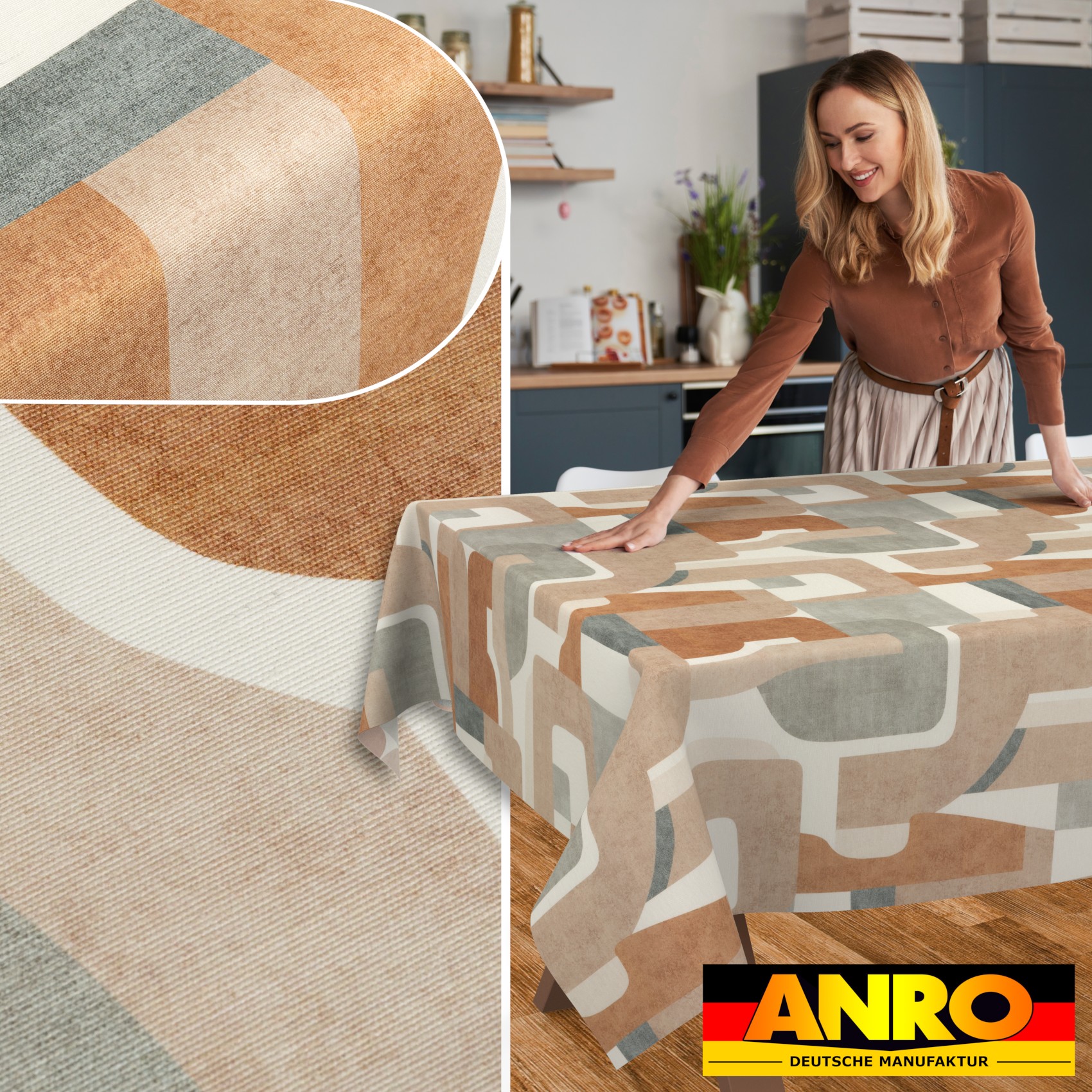 Tischdecke abwaschbar Tischtuch Tischwäsche Gartentischdecke Stofftischdecke Baumwolle Polyester Daphne