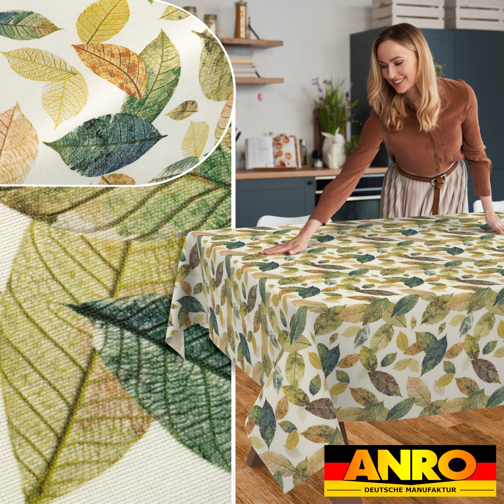 GTGANNA-55_SQ_50 Tischdecke abwaschbar Tischtuch Tischwäsche Gartentischdecke Stofftischdecke Baumwolle Polyester Penelope