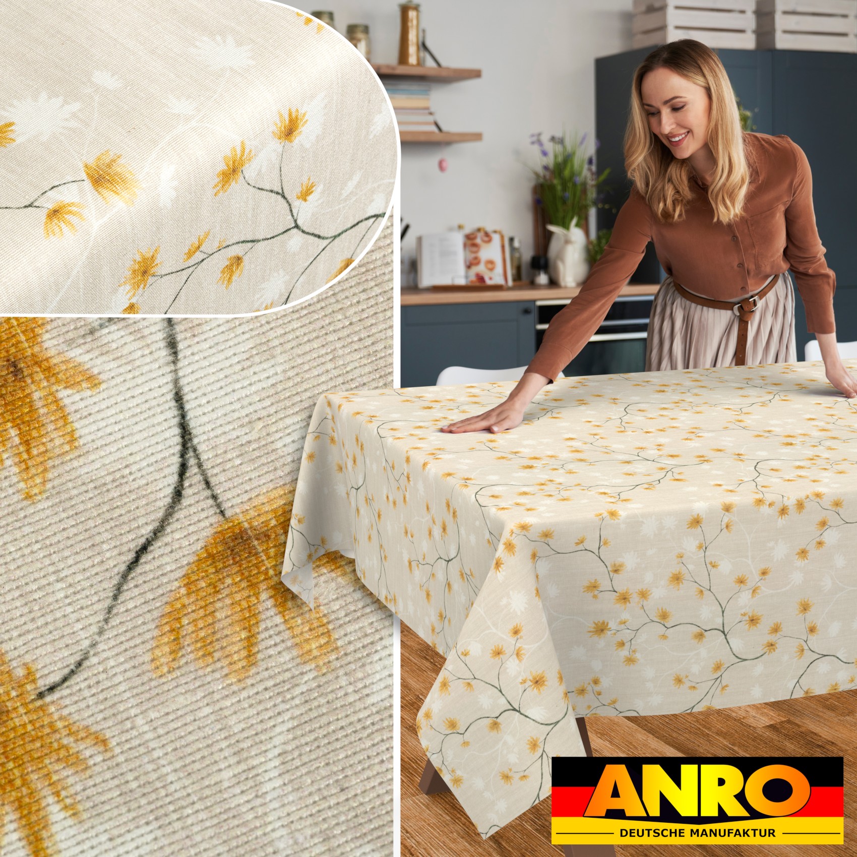 GTGANNA-56_SQ_50 Tischdecke abwaschbar Tischtuch Tischwäsche Gartentischdecke Stofftischdecke Baumwolle Polyester Callista