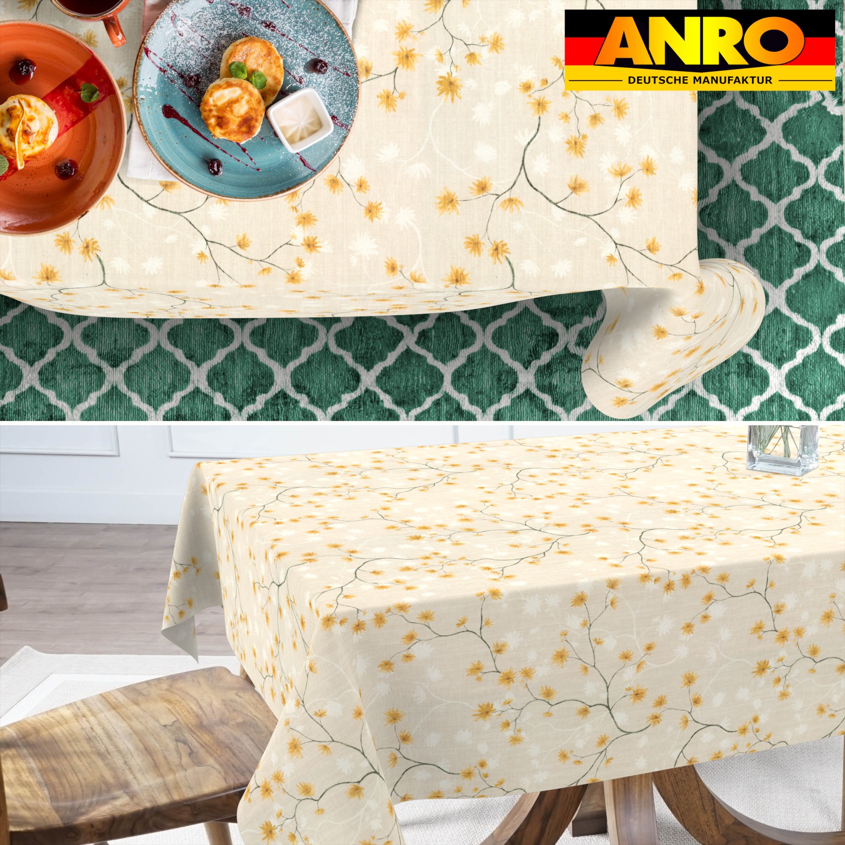 GTGANNA-56_SQ_70 Tischdecke abwaschbar Tischtuch Tischwäsche Gartentischdecke Stofftischdecke Baumwolle Polyester Callista