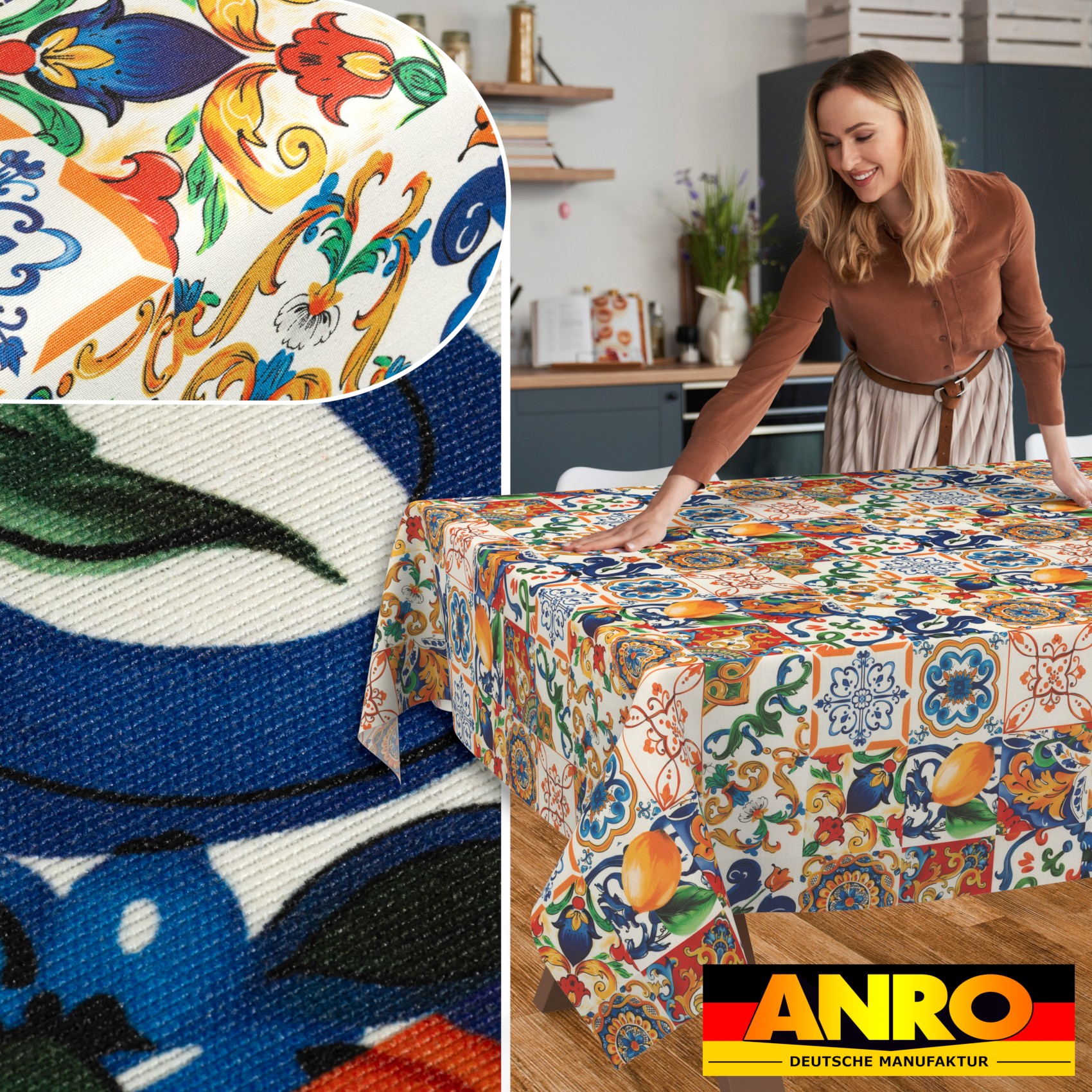 GTGANNA-58_SQ_50 Tischdecke abwaschbar Tischtuch Tischwäsche Gartentischdecke Stofftischdecke Baumwolle Polyester Thalia