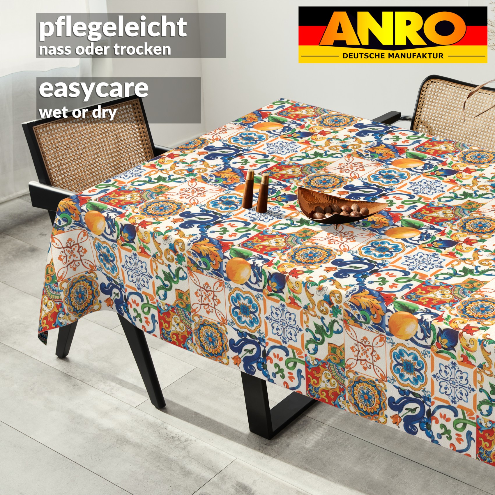 GTGANNA-58_SQ_91 Tischdecke abwaschbar Tischtuch Tischwäsche Gartentischdecke Stofftischdecke Baumwolle Polyester Thalia