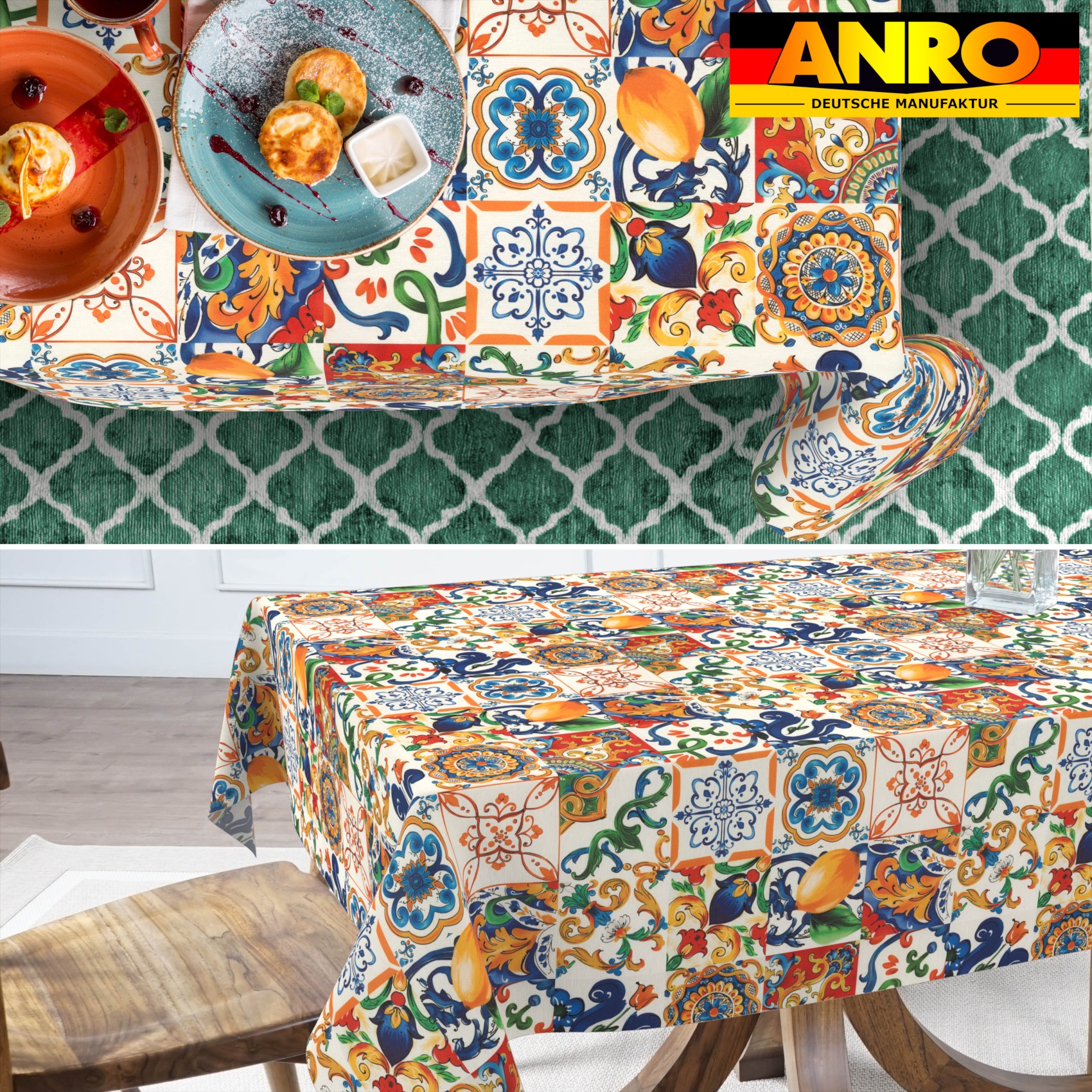 GTGANNA-58_SQ_70 Tischdecke abwaschbar Tischtuch Tischwäsche Gartentischdecke Stofftischdecke Baumwolle Polyester Thalia