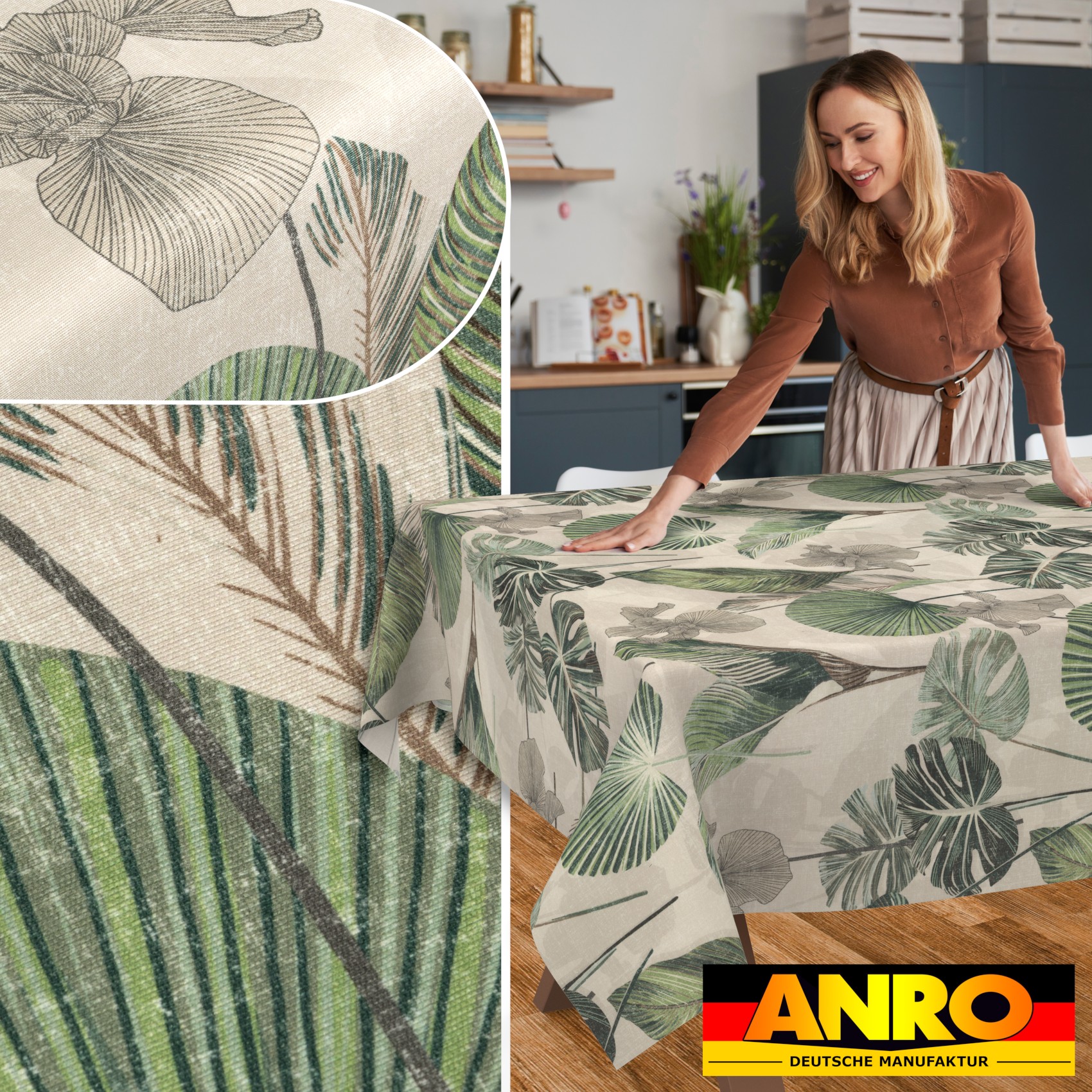 GTGANNA-61_SQ_50 Tischdecke abwaschbar Tischtuch Tischwäsche Gartentischdecke Stofftischdecke Baumwolle Polyester Lucia