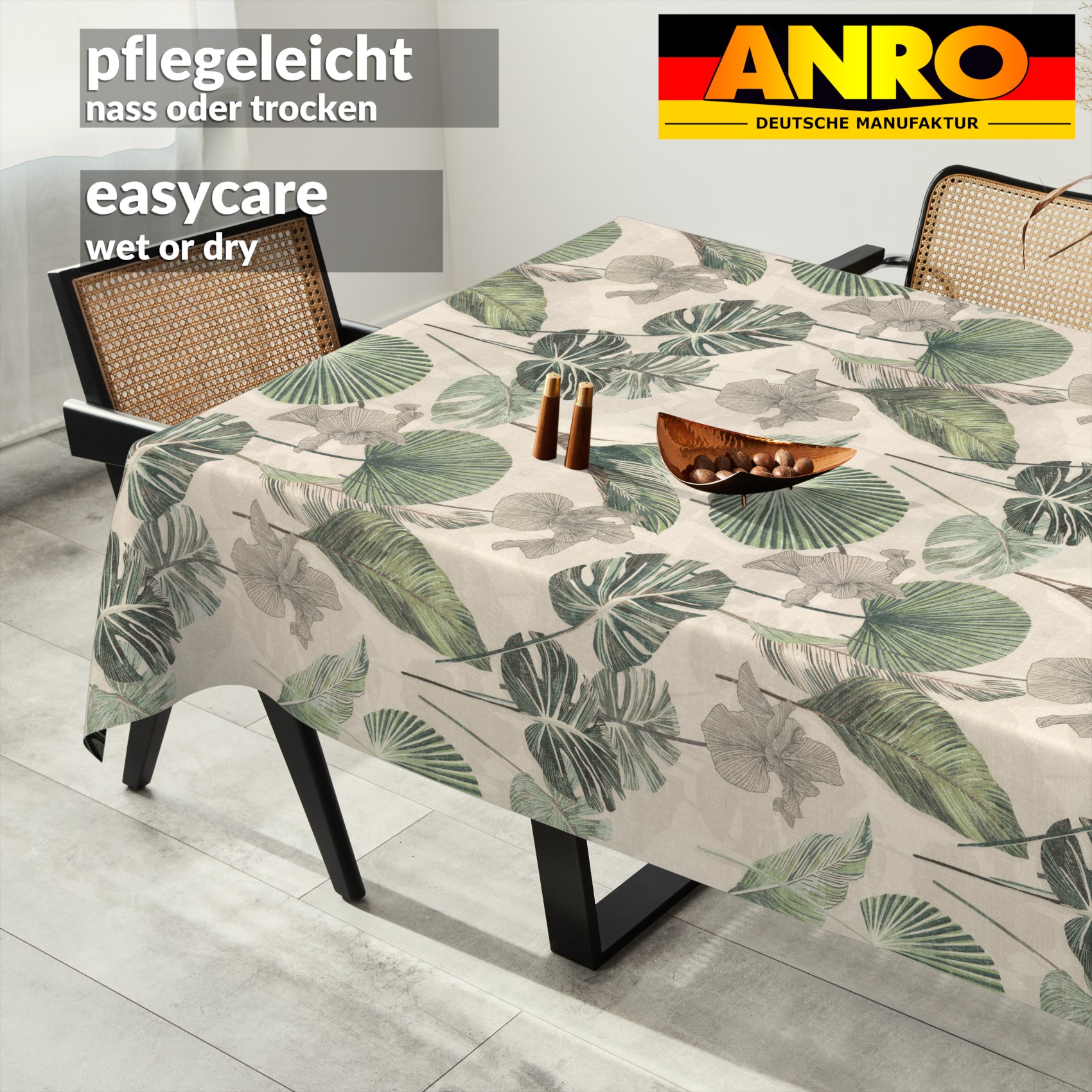 GTGANNA-61_SQ_91 Tischdecke abwaschbar Tischtuch Tischwäsche Gartentischdecke Stofftischdecke Baumwolle Polyester Lucia