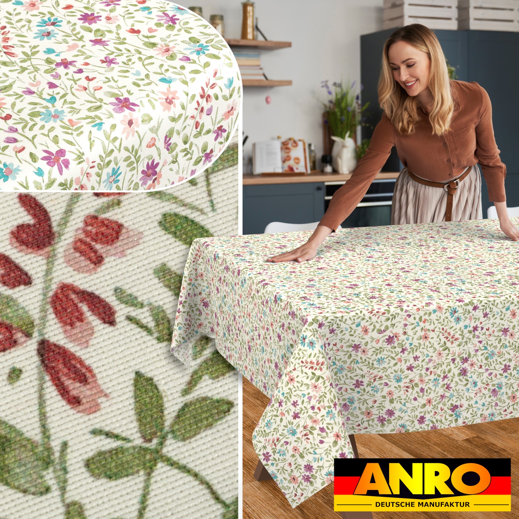 GTGANNA-62_SQ_50 Tischdecke abwaschbar Tischtuch Tischwäsche Gartentischdecke Stofftischdecke Baumwolle Polyester Giovanna