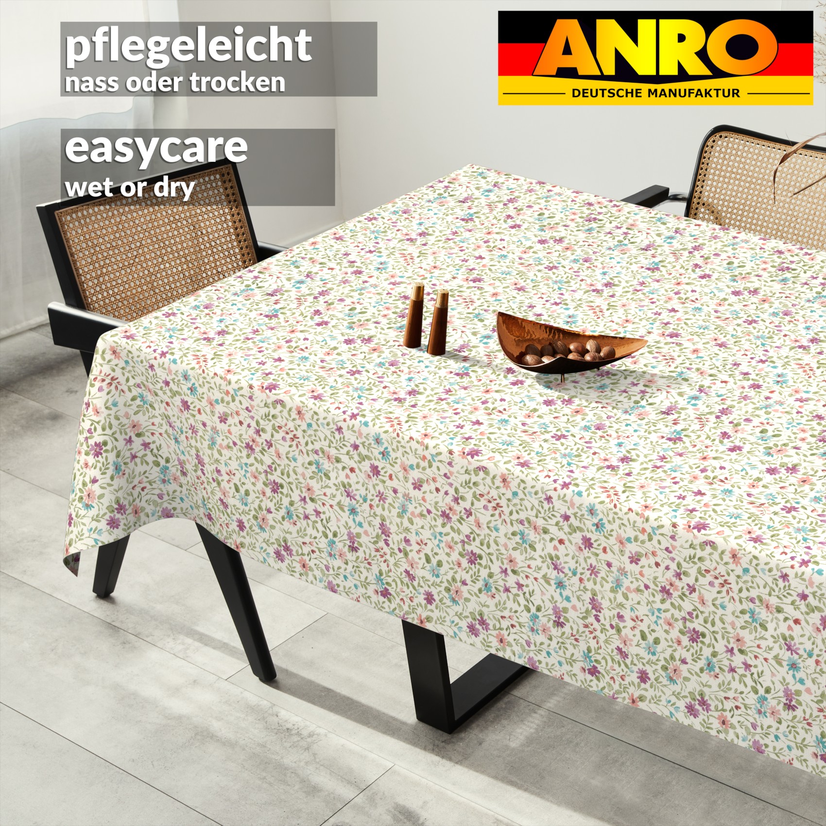 GTGANNA-62_SQ_91 Tischdecke abwaschbar Tischtuch Tischwäsche Gartentischdecke Stofftischdecke Baumwolle Polyester Giovanna