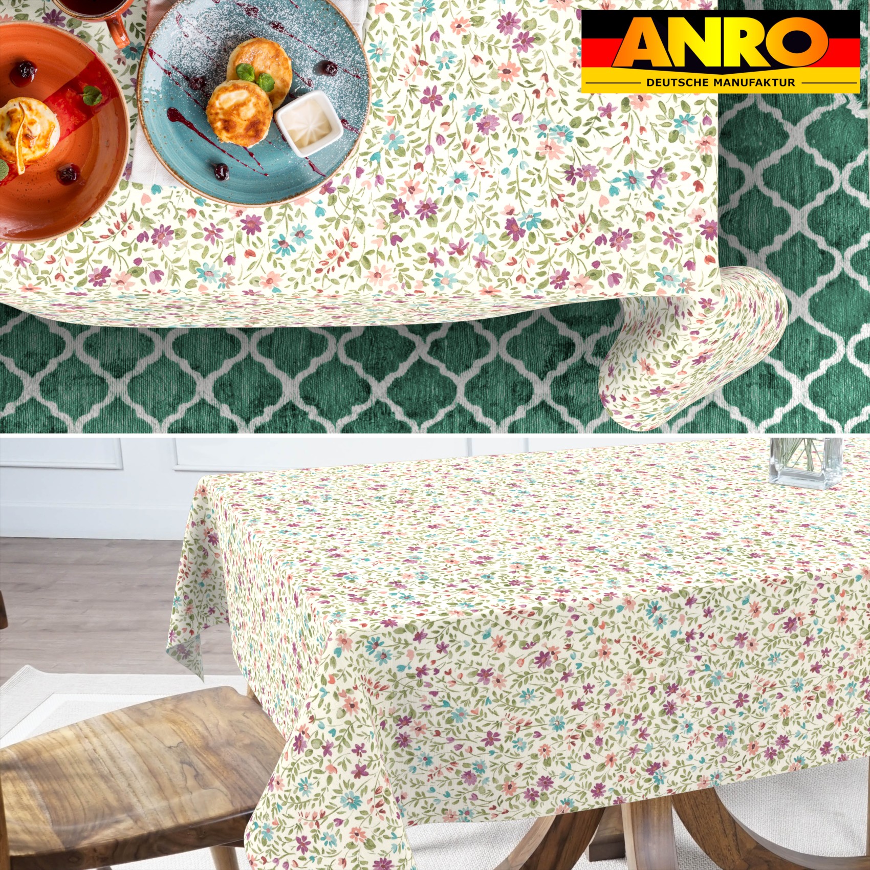 GTGANNA-62_SQ_70 Tischdecke abwaschbar Tischtuch Tischwäsche Gartentischdecke Stofftischdecke Baumwolle Polyester Giovanna