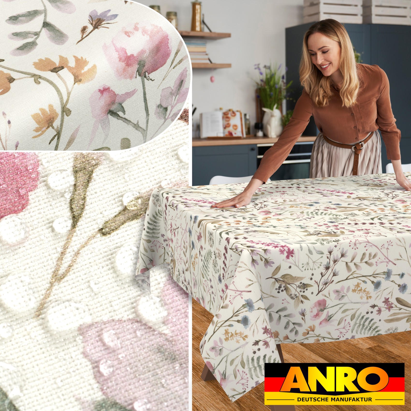 GTGANNA-64_SQ_50 Tischdecke abwaschbar Tischtuch Tischwäsche Gartentischdecke Stofftischdecke Baumwolle Polyester Giulia